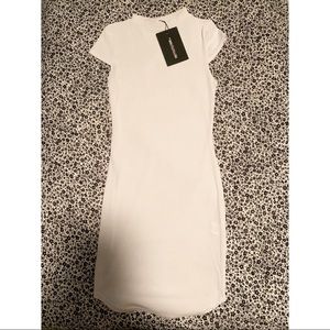 PrettyLittleThing White Ribbed Dress